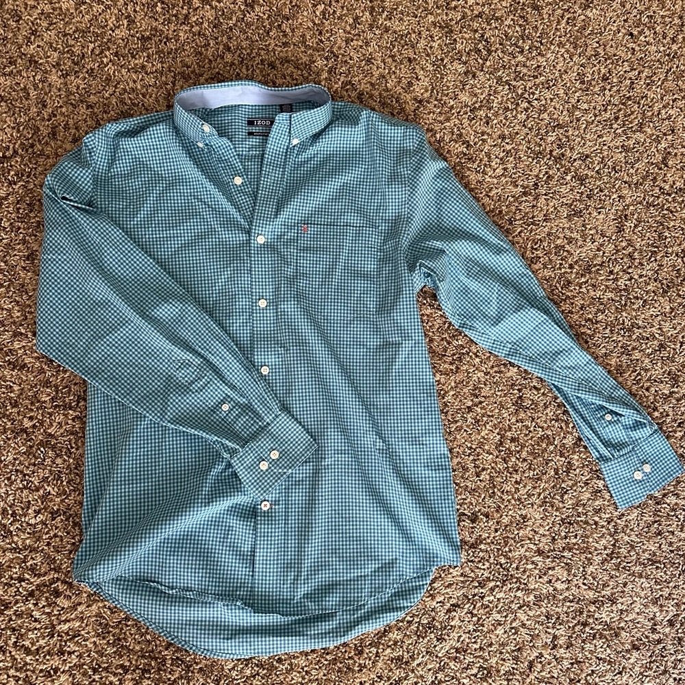 Izod Blue Green Dress Shirt